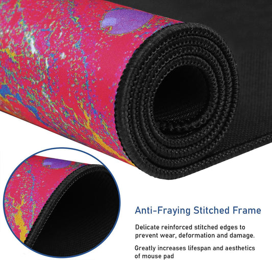 Large Extended Gaming Mouse Pad with Stitched Edges, Durable Non-Slip Natural Rubber Base, Waterproof Computer Keyboard Pad Mat for Esports Pros/Gamer/Desktop/Office/Home - Red Green