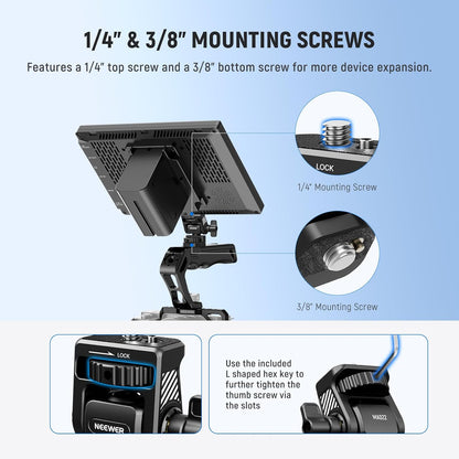 NEEWER Camera Field Monitor Mount Holder Bracket, 360° Swivel 180° Tilt Adjustable with 1/4" & 3/8" Screw Anti Twist Compatible with Atomos Ninja 5" & 7" Compatible with SmallRig Camera Cage, MA022