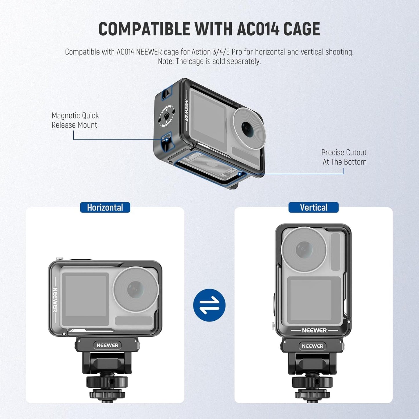 NEEWER Magnetic Mount Adapter Compatible with DJI Osmo Action 5 Pro/4/3, Upgraded Metal Quick Release Action Camera Mount Vlogging Accessories