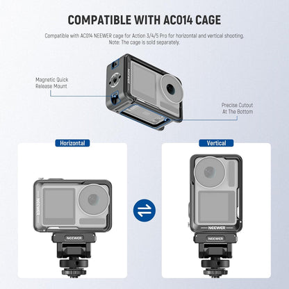 NEEWER Magnetic Mount Adapter Compatible with DJI Osmo Action 5 Pro/4/3, Upgraded Metal Quick Release Action Camera Mount Vlogging Accessories