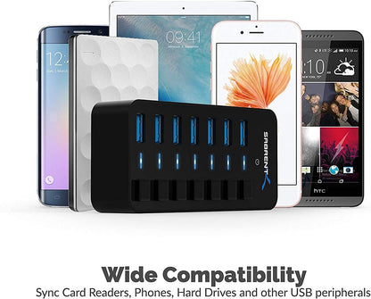 SABRENT 36W 7 Port USB 3.0 Hub with Individual Power Switches and LEDs Includes 36W 12V/3A Power Adapter (HB-BUP7)