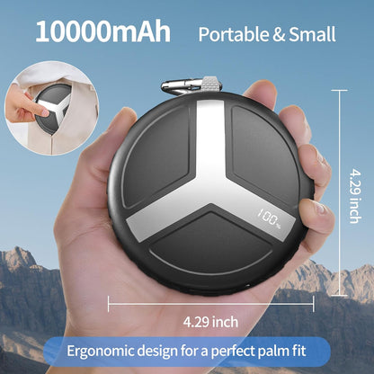 Vivilumens Retractable Power Bank Outdoor Portable 10000mAh Cell Phone Fast Charging Wearable Compact Battery Pack with 25.5 inch Built-in USB C Cable Compatible Iphone Lighting Function for Traveling
