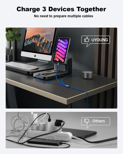 Multi Charging Cable 2Pack 6FT, 3 in 1 Charger Cable Braided Universal Phone Charging Cord with Lightning/Type C/Micro USB Ends, Multiple USB Cable for iPhone/Samsung/Google Cell Phones and More