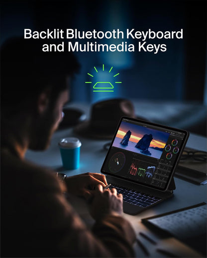 Belkin Pro Keyboard Case w/Magnetic Stand, Backlit Bluetooth Keyboard, Multi-Gesture Controls, Magnetic Apple Pencil Storage Compatibility, & Multimedia Keys for iPad Pro 13" (M4) - Black