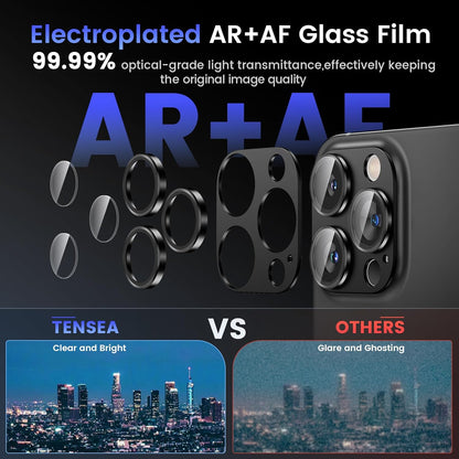 Tensea for iPhone 16 Pro/iPhone 16 Pro Max/iPhone 15 Pro/iPhone 15 Pro Max Camera Lens Protector, Metal Aluminum Alloy Tempered Glass Cover Camera Screen Protector Accessories, Case Friendly