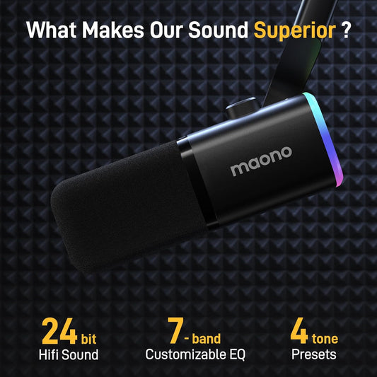 MAONO USB/XLR Dynamic Microphone for Gaming Streaming,Computer PC Microphone with Software-RGB, Mute Button, 48kHz/24bit Podcasting Desktop Mic for YouTube Video Recording PD100X