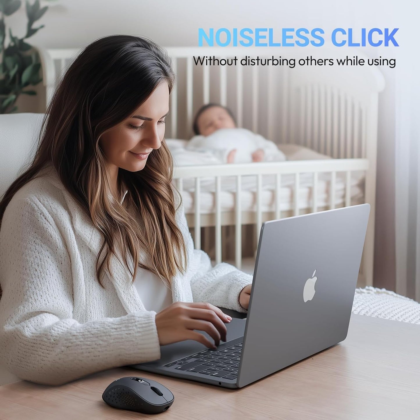 XBG B15 Tri-Mode Wireless Mouse, Bluetooth 5.0/4.0 & 2.4G, 5 Adjustable DPI, Type-C Rechargeable with 3-Level Battery Indicator, Ergonomic Silent Design for Office/Laptop/Travel