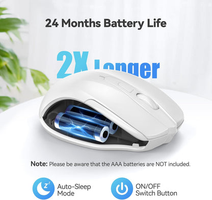 TECKNET Wireless Mouse, 2.4G Ergonomic Optical Mouse, Computer Mouse for Laptop, PC, Computer, Chromebook, Notebook, 6 Buttons, 24 Months Battery Life, 4000 DPI, 6 Adjustment Levels