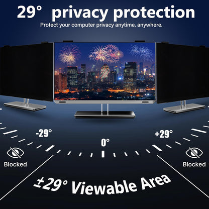 Magnetic Computer Privacy Screen Filter 24 Inch for Frameless Monitor Thin Bezel 16:9 Widescreen, Hanging Removable Anti Blue Light Privacy Shield Protector Eye Protection