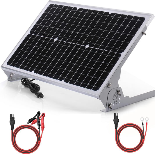 SUNER POWER 12V 30W Solar Battery Charger Maintainer, Built-in UltraSmart MPPT Controller, Adjustable Mount Bracket, Waterproof 30 Watt Solar Panel Kit for 12 Volt SLA Deey Cycle AGM Lifepo4 Battery
