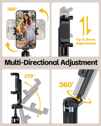 UBeesize Mini Selfie Stick Tripod with Remote, Pocket-Size Phone Stand for iPhone 16 Pro Max/Android, 360° Rotating Holder for Travel, Vlogging, TikTok, Live Streaming