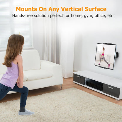 OHLPRO Tablet Wall Mount Holder 360° Rotating Adjustable Universal iPad Stand for Kitchen Office Warehouse Home, Compatible with 5"-13" Phone Tablets Galaxy Tabs Kindle Fire HD e-Reader Devices