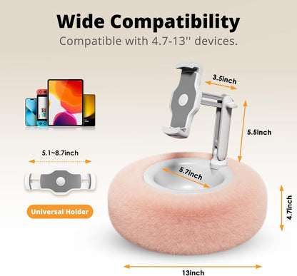 Tablet Pillow Stand for Reading, Adjustable Tablet Pillow Stand for Lap with Detachable Bowl, Fits 4.7"-13" Kindle/Phones/Tablets, Watch Videos, Stream Media, Pink