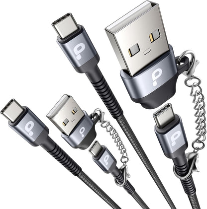 USB C Cable 10FT, 2Pack USBA to USBC Charger Cable, USBC to USB-C Cable, Type C Fast Charging Nylon Braided Cord for iPhone 16/15/Plus/Pro Max/Samsung/LG, with Type C Female to USB A Male Adapter