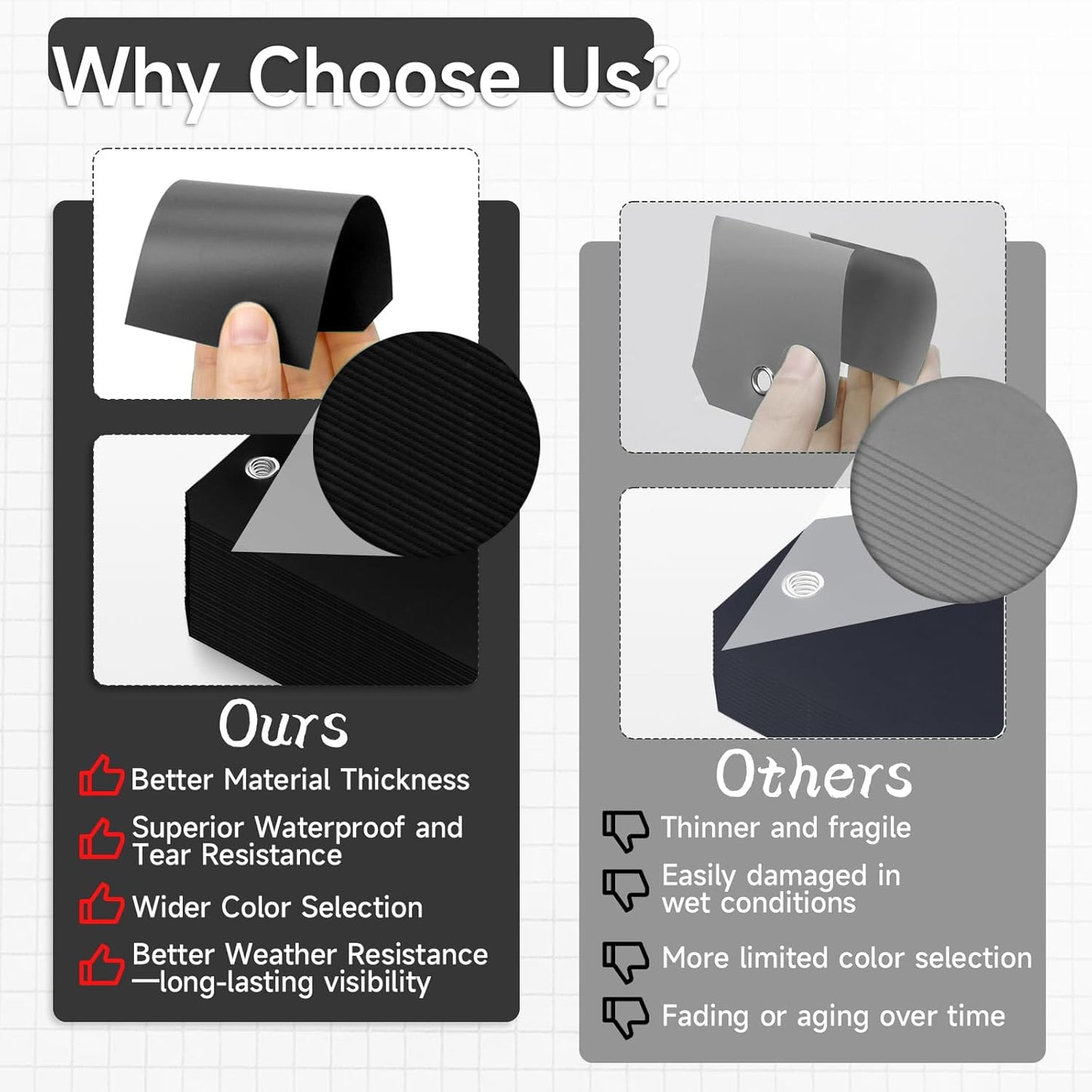 100 Pcs Waterproof Hanging Price Tags with String Attached - Black, 4 3/4" x 2 3/8" for Retail, Engraving, Gift, Equipment, Garage, Shelf Parts