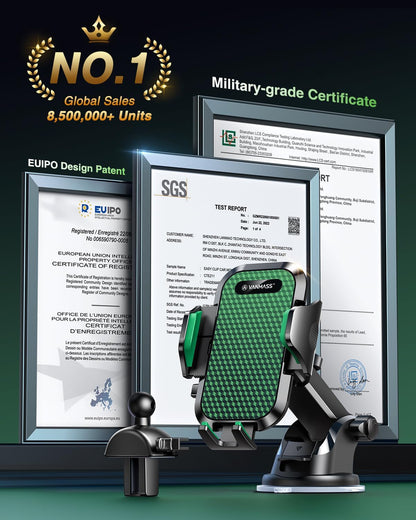 VANMASS 2025 【True Military-Grade】 Phone Holders for Your Car 【65 LBS Strongest Suction & Clip】 Ultimate Cell Phone Mount Dashboard Window Vent for iPhone 16 Pro Max 15 14 13 Samsung Android