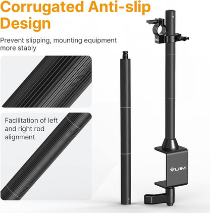 JUSMO LS15 Desk Overhead Camera Mount Rig Top-Down Shots, Professional Aluminum Tabletop Multi-Device Mount Platform for Product Photography/Video Making/Picture Taking/Live Stream and More