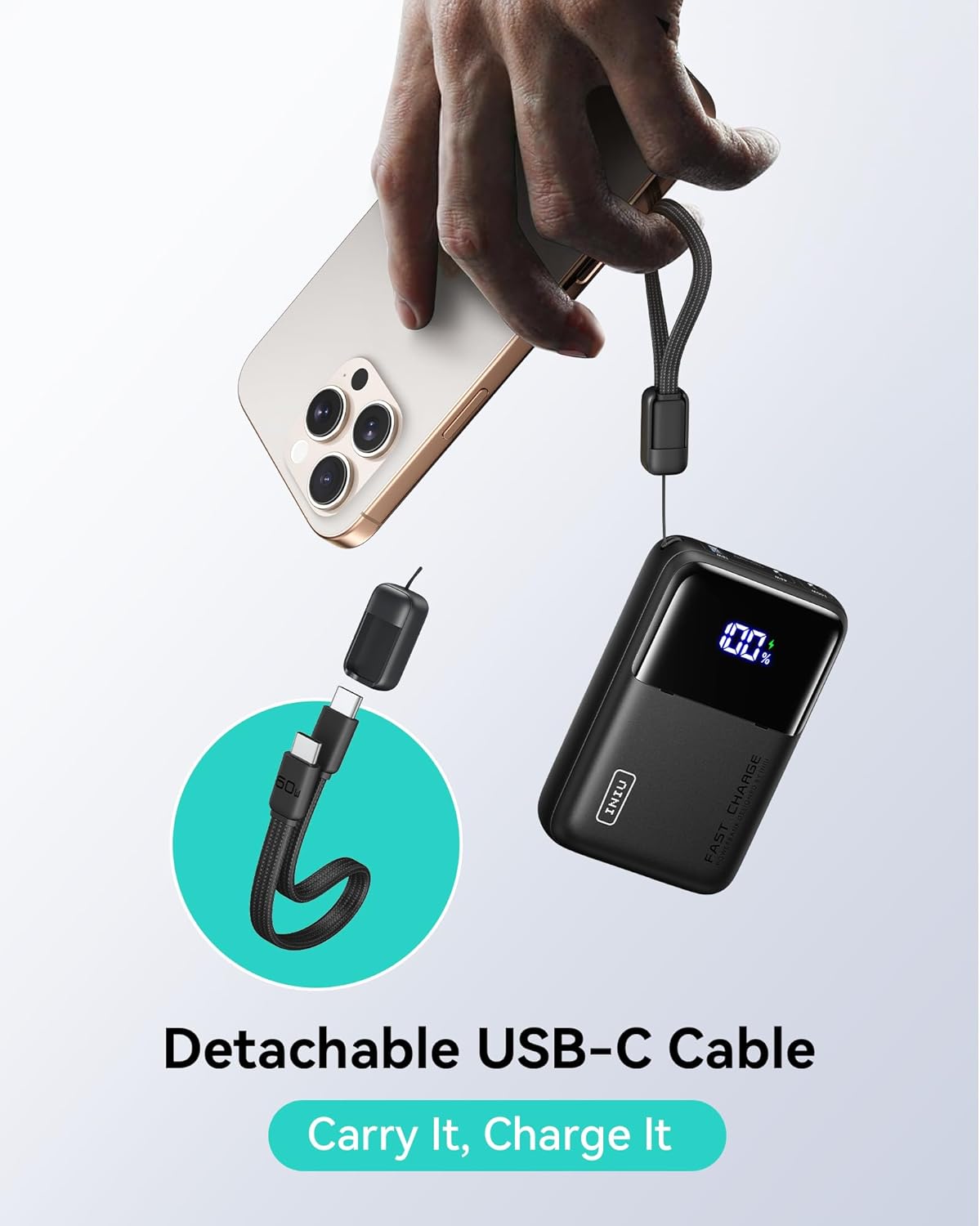 INIU 100W Power Bank, Mini Size 25000mAh High Capacity Laptop Portable Charger, USB C in&Out Tablet Powerbank, Smart Digital Display Phone Charger for iPhone 16 15, Samsung, iPad, MacBook, Laptop etc.