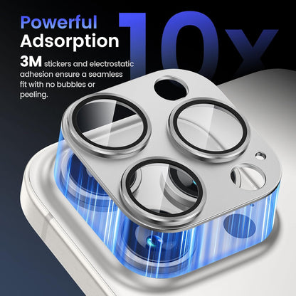 Tensea for iPhone 16 Pro/iPhone 16 Pro Max/iPhone 15 Pro/iPhone 15 Pro Max Camera Lens Protector, Metal Aluminum Alloy Tempered Glass Cover Camera Screen Protector Accessories, Case Friendly