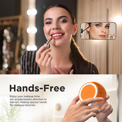 Magnetic Suction Cup Phone Mount for MagSafe Case, Silicone Hands-Free Grip Holder for iPhone and Android, Mirror Shower Phone Stand for Makeup FaceTime Gym Kitchen Bathroom, Orange