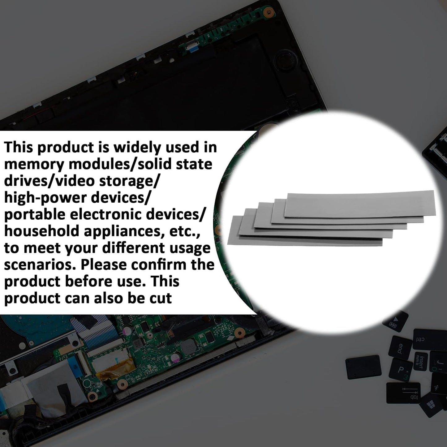 30 Pcs Silicone Thermal Pad, CPU GPU Thermal Conductive Silicone Pads Reusable Conductive Heatsink Pad for Chip LED Heat Conduction, Laptop Heatsink, 2.6 X 0.8 X0.1 Inch