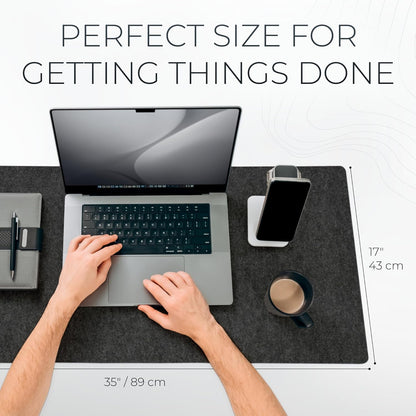 Nordik Large Felt Desk Mat - Charcoal - 35 x 17 inch - Full Desk Keyboard Mat - Computer Desk Mat for Keyboard and Mouse Pad - Desktop Mat - Large Felt Desk Pad