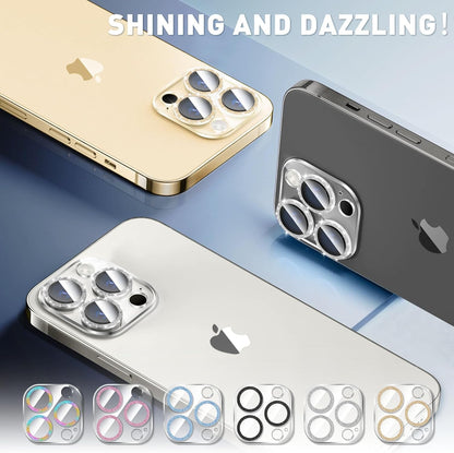 LucBuy 3PCS Sparkling Camera Lens Protector for iPhone 12 Pro, Full Clear Acrylic Cover with Shiny Colorful Glitter Designed Decoration Back Camera Protector
