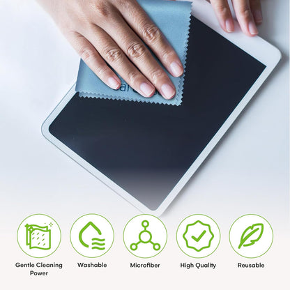 Care Touch Eyeglass Cleaning Cloth - 12 Pack of Microfiber Cleaning Cloth for Glasses, Lenses, Phones and Screens - Large, Lint-Free, Reusable and Scratch-Free - 6 x 7 Inches - Blue