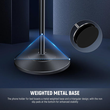 NEEWER BASICS Phone Floor Stand with Horizontal Extension Arm, Adjustable Bed Phone Holder Clamp Mount Compatible with iPhone 16 15 Pro Max Plus Samsung for Video Recording, Weighted Metal Base, ST009