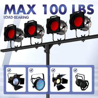 Qoope DJ Light Stand T-Bar,Heavy-Duty DJ Stand Tripod Adjustable DJ Lighting Stand Portable Stage Light Stand for DJ Lights Bar Party Light