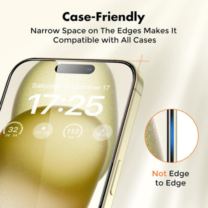 UNBREAKcable 2-Pack Screen Protector for iPhone 16, Double Shatterproof Tempered Glass [Easy Installation Frame] [9H Hardness] [99.99% HD Clear] [Case Friendly] for iPhone 6.1 inch