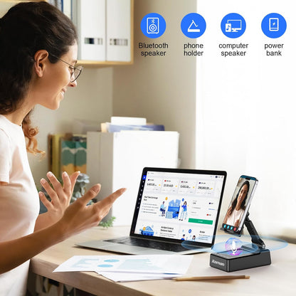 JTEMAN Gifts for Men Women,Adjustable Cell Phone Stand with Bluetooth Speaker and Charging Function,Cool Tech Gadgets Gift Idea for Dad Mom Birthday