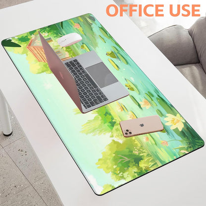 Mouse Pad Large Frog in The Water Non-Slip Game Desk Mat with Stitched Edge Laptop Keyboard Desk Pad for Work Home Gaming (35.4 x 15.7 Inches)