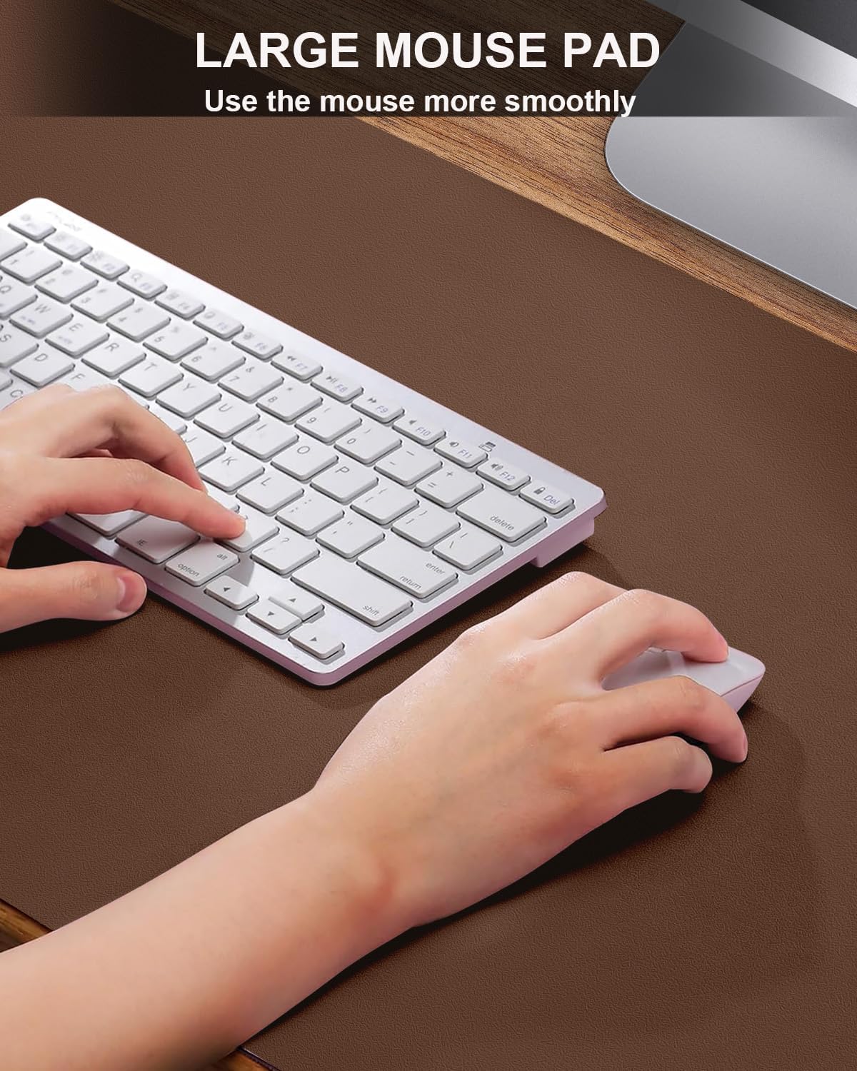 Non-Slip Desk mat,PULeather Desk Pad Protector, Office Desk Mat, Large Mouse Pad,Desk Blotter, Laptop Desk Pad, Waterproof Desk Writing Pad for Office and Home (Brown, 40" x 17")