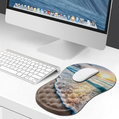 Hokafenle Ergonomic Mouse Pad Wrist Support, Wrist Rest Mousepad for Carpal Tunnel Pain Relief with Integrated Memory Foam Slope Massage Bulge (11.8x7.9 inch,Beach Sunset