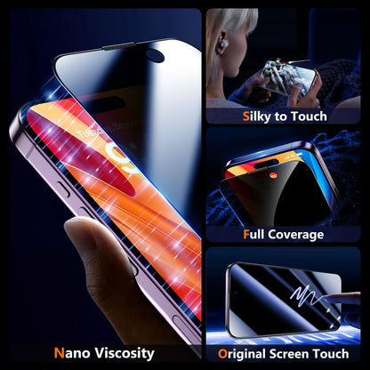 UniqueMe for iPhone 14 Pro Privacy Screen Protector - [Military Grade Shatterproof & 9H+ Hardness] Screen Protector 14 Pro Tempered Glass Full Coverage Protection, Easy to install, 2 Packs