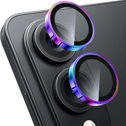 WSKEN for Samsung Galaxy S25 Edge Camera Lens Protector - Edge Thin Case Friendly, 9H Shatterproof Tempered Glass with Aluminum Metal Circle Camera Screen Protector Cover Accessories, Colorful