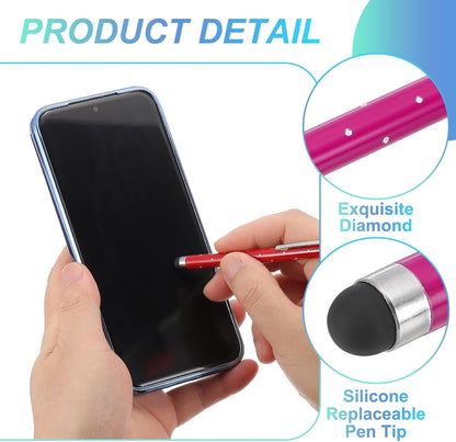 PATIKIL Stylus Pens for Touch Screens, 6 Pcs High Precision Universal Bling Stylus Crystal Metal Capacitive Pen for Touch Screen Devices Phone Tablets Laptop, Rose Red