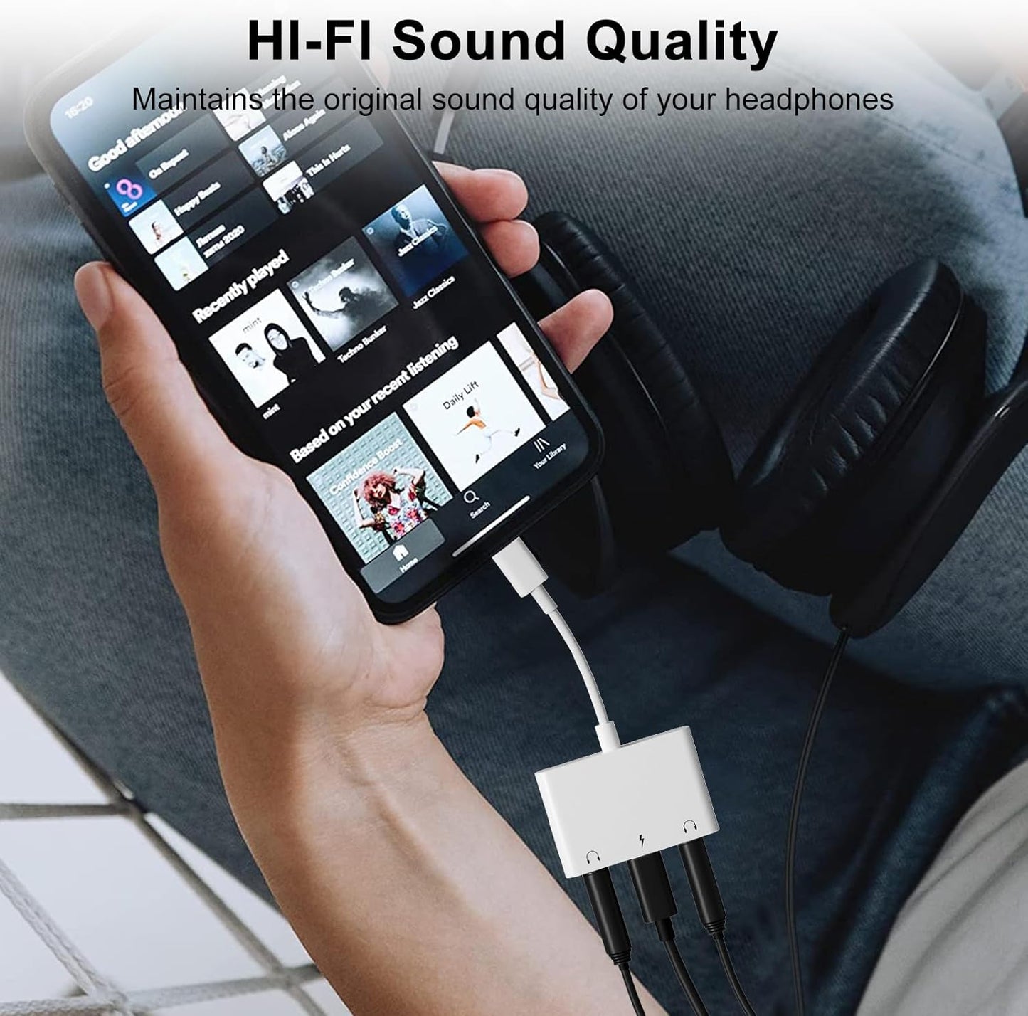 Headphone Adapter for iPad, Headphone Splitter for 2 Headphones,3 in 1 USB C to 3.5mm Jack Audio Adapter with 60W Fast Charging Compatible with S24/23 Ultra.