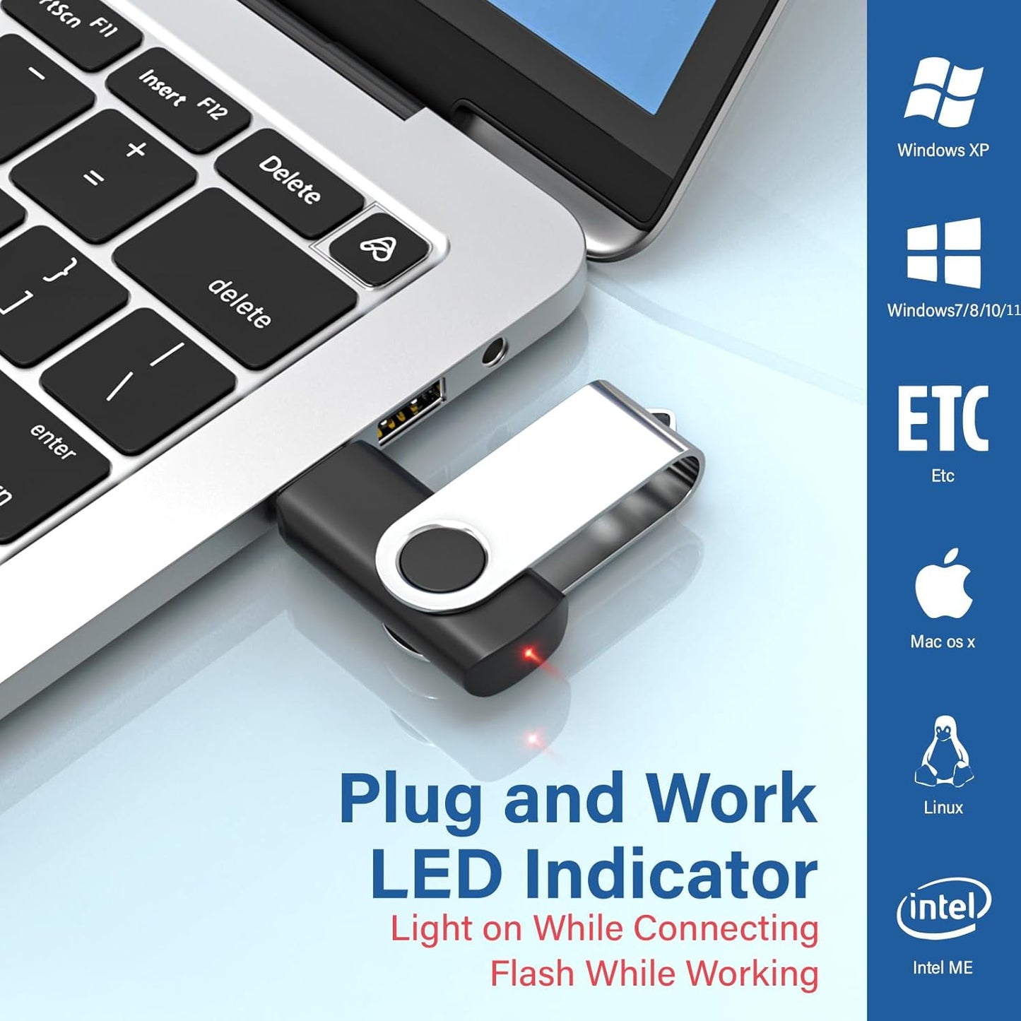 Flash Drives 4GB 10 Pack, Wooolken USB 2.0 Thumb Drives with Keychains Memory Stick USB Drive Pendrive for PC Laptop Computer (Mixcolors)