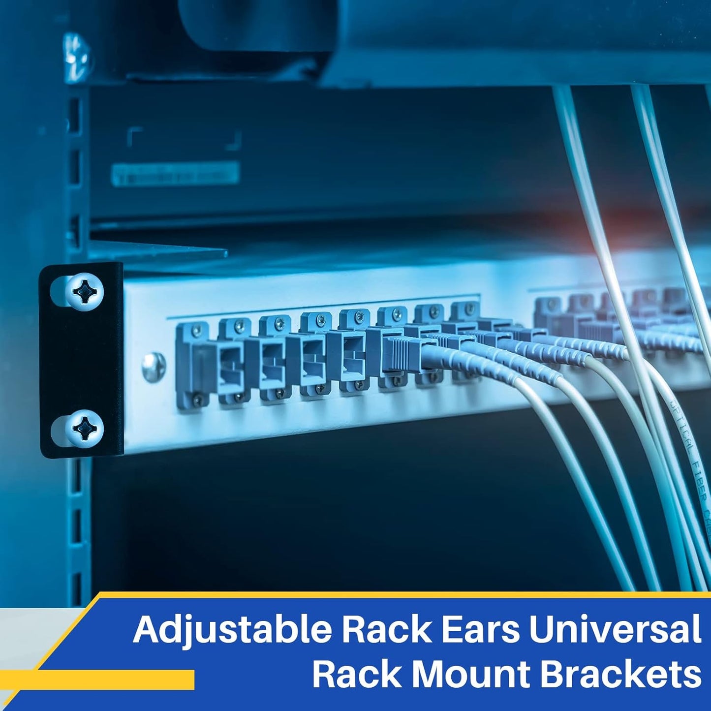 Pelopy Rack Mount Kit Compatible with 17.3 Inch Wide Switches, Adjustable Rack Ears Universal Mount Brackets Compatible with Netgear/Buffalo Tech/Dell/D-Link/Linksys/TRENDnet Products