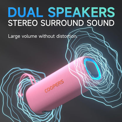 Portable Bluetooth Speaker, Wireless Bluetooth Speaker with Clear Loud Stereo Sound, IPX5 Waterproof Speakers with RGB Lights, BT5.3, Long Playtime, TWS Pairing for Home Outdoor Party Beach Travel