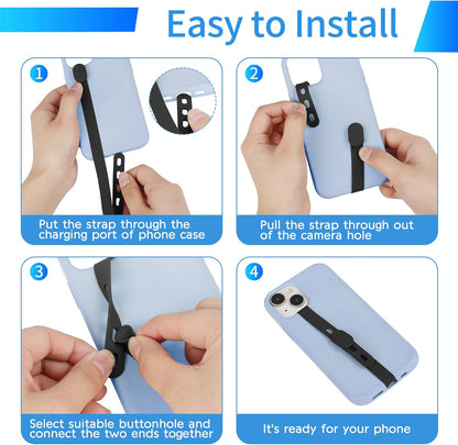 3 PCS Phone Loop Strap Clip Finger Grip Holder Stretchable Flexible Elastic Silicone Hand Band Ultra Slim Adjustable Wireless Charging Universal for Most Phones Cases Black Pink Blue