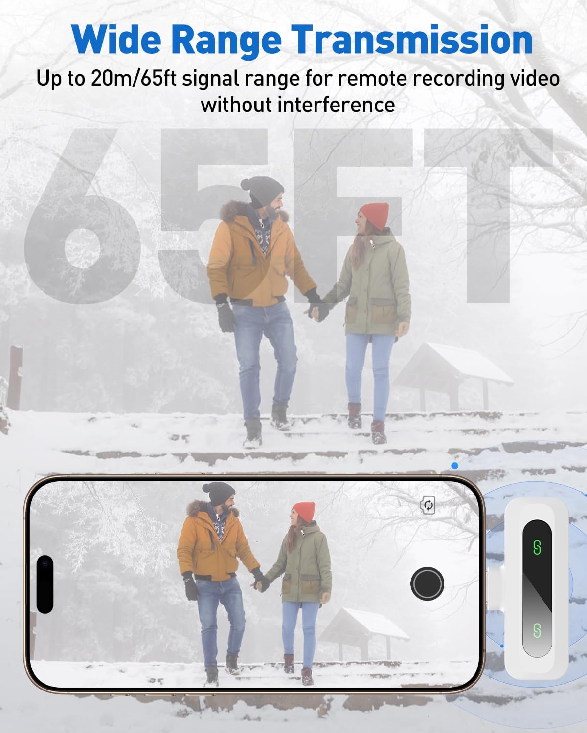 USB C Lavalier Microphone Wireless Mini Mic for Type-C Android Phone/Tablet/PC Video Recording Clip-on Mics with Rotatable Clip&Denoise Recording, Ideal for Vlog Tiktok YouTube Content Creator, White