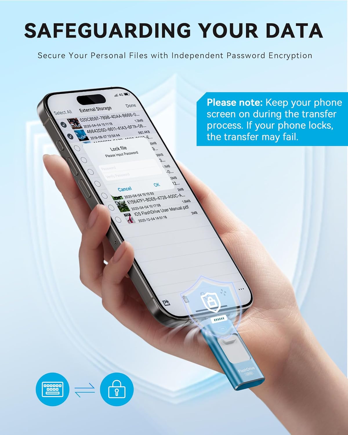 Apple MFi Certified 128GB Flash Drive for iPhone Thumb Drive Photo Stick, USB Memory Stick iPhone Flash Drive for Photos Videos, High Speed Jump Drive Compatible for iPhone/iPad/Android/PC (Blue)