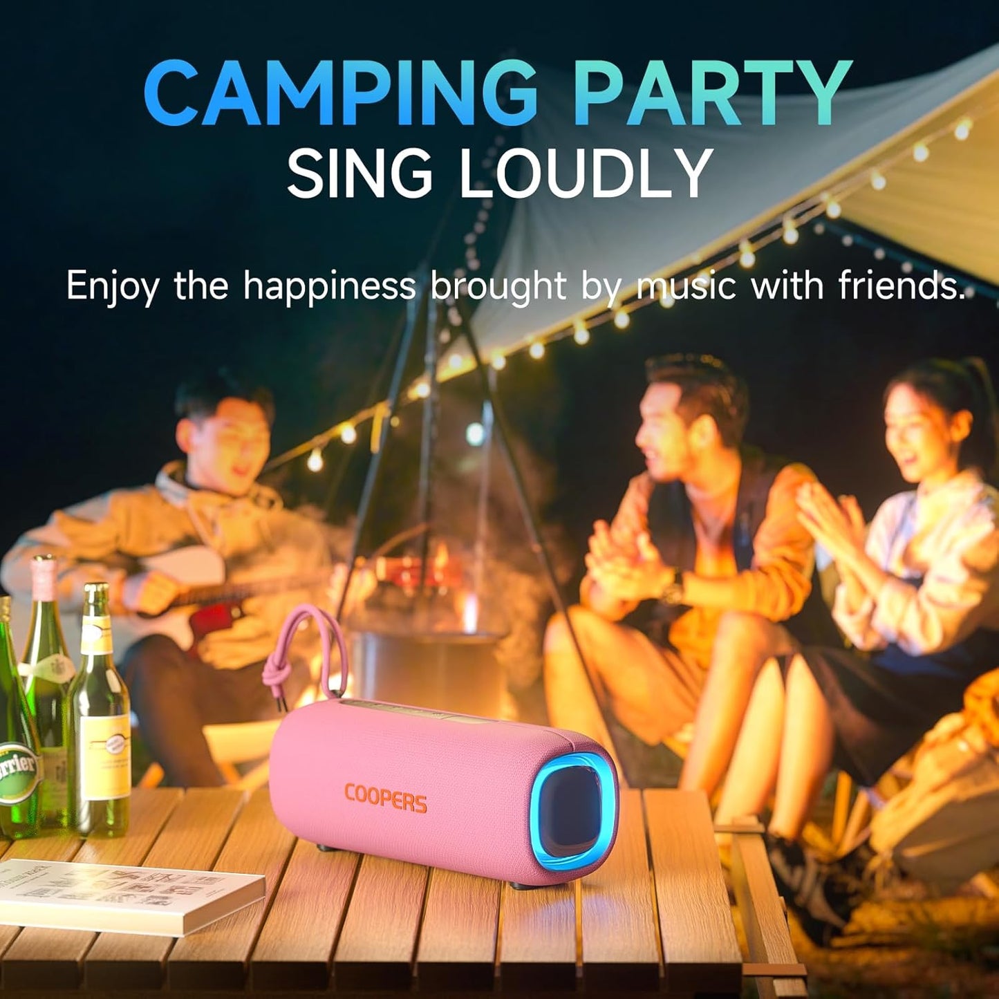 Portable Bluetooth Speaker, Wireless Bluetooth Speaker with Clear Loud Stereo Sound, IPX5 Waterproof Speakers with RGB Lights, BT5.3, Long Playtime, TWS Pairing for Home Outdoor Party Beach Travel