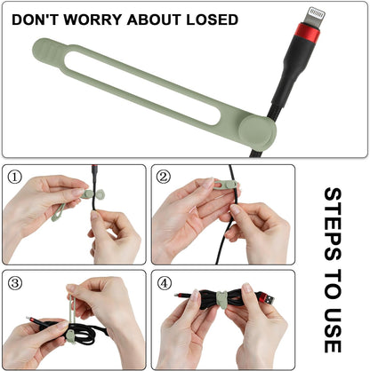 30Pcs Nearockle Silicone Cable Ties for Bundling Earphone, Phone Charger, Computer Cords, Reusable Cord Organizer Cable Management in Home,Office,Kitchen,School (6 Colors)