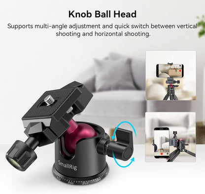 SmallRig Mini Tripod for Camera, Updated Desktop Tabletop Tripod with Arca-Type Compatible QR Plate, 360° Ball Head and 1/4 Screws Portable for Compact Cameras DSLRs, Phone, Gopro - BUT2664