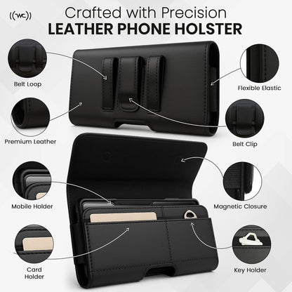 Phone Holster for Men with Credit Card Slot, Cell Phone Case, Fits iPhone 17/16/15/14/13/12 Pro Max – Belt Clip/Loop Carrying Phone Pouch Holder, X Large.