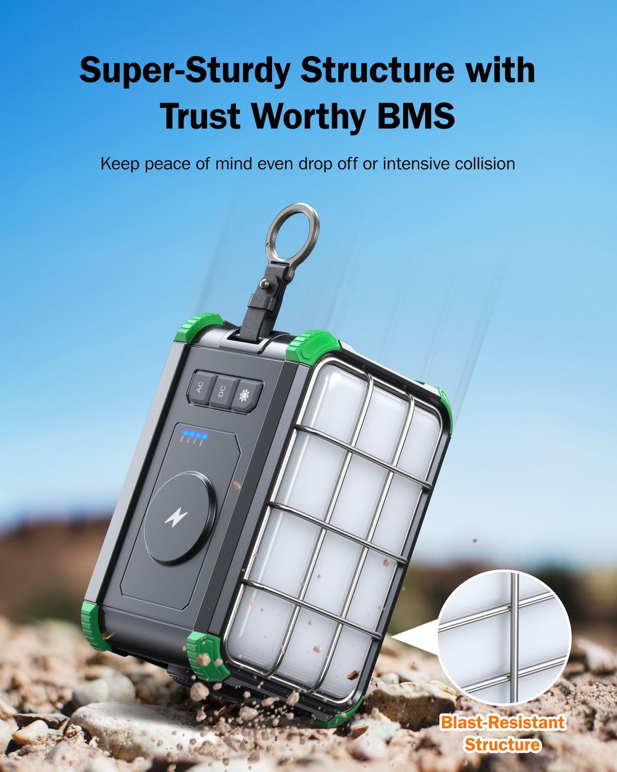 BROWEY Portable Power Station 153Wh Small Solar Generator with Hand Crank 120V 150W AC Outlet Lithium Battery Power Bank, Wireless Charging Emergency Charger for Outdoor Camping Travel Home Backup